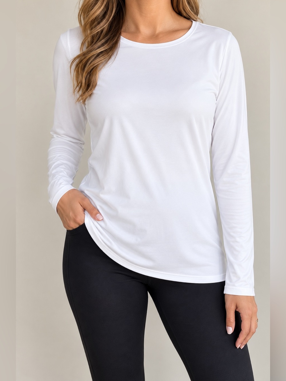 Cuddl Duds Feel Good Womens Medium White Long Sleeve Layering Base Layer Top